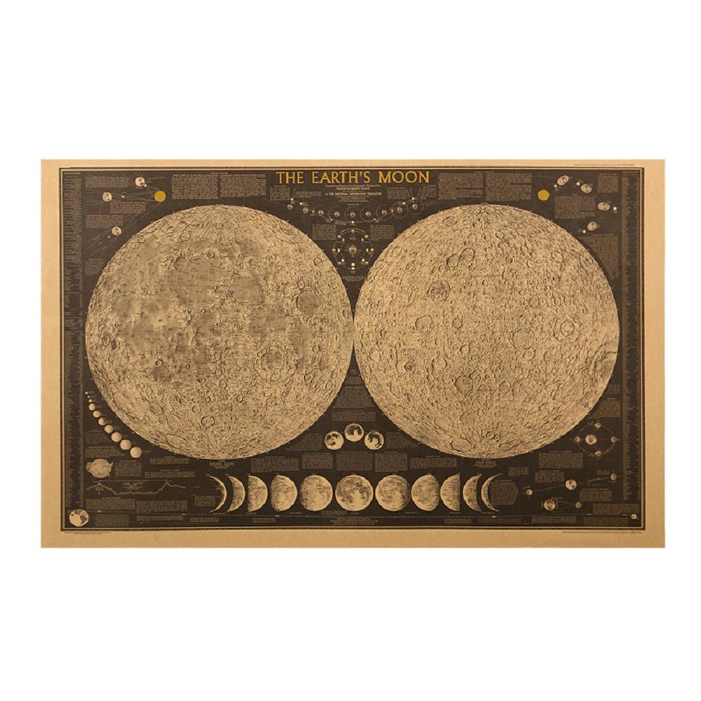 Large Vintage Retro Paper Earth Moon World Map Wall Sticker ...