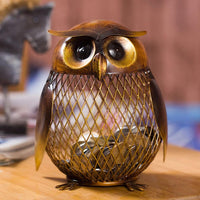 Owl Shaped Figurine Piggy Bank Money Box Metal - sparklingselections