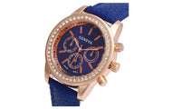 Women Pu Leather Rhinestone Crystal Analog Quartz WristWatch - sparklingselections