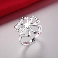 Top flower silver plated women finger ring - sparklingselections