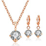New Trendy Gold Color Cubic Zirconia Crystal Jewelry Set Ladies Fashion Necklace Earrings Jewelry For Girls