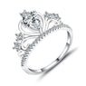 New Women Hollow Queen Crown Rhinestone Silver Plated Ring