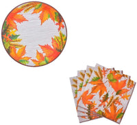 Autumn Harvest Thanksgiving Decorative Paper Plates and Napkin Set Party Accessory - sparklingselections