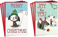 New Beautiful  Assortment Snow Dogs Christmas Cards - sparklingselections