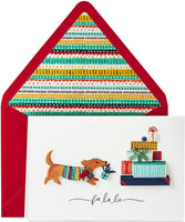 New Beautiful Dog with Present Christmas Card - sparklingselections