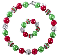 Beautiful Bubblegum Christmas Chunky Bead Necklace Jewelry Set - sparklingselections