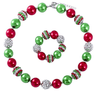 Beautiful Bubblegum Christmas Chunky Bead Necklace Jewelry Set