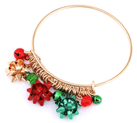 Christmas Jingle Bell Reindeer Xmas Holiday Party Charm Bangle Bracelet - sparklingselections