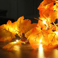 Thanksgiving Decorations Lighted Fall Garland, Thanksgiving Decor for Indoor Outdoor Home, Christmas Decorations Party, Maple Leaf String Lights - sparklingselections