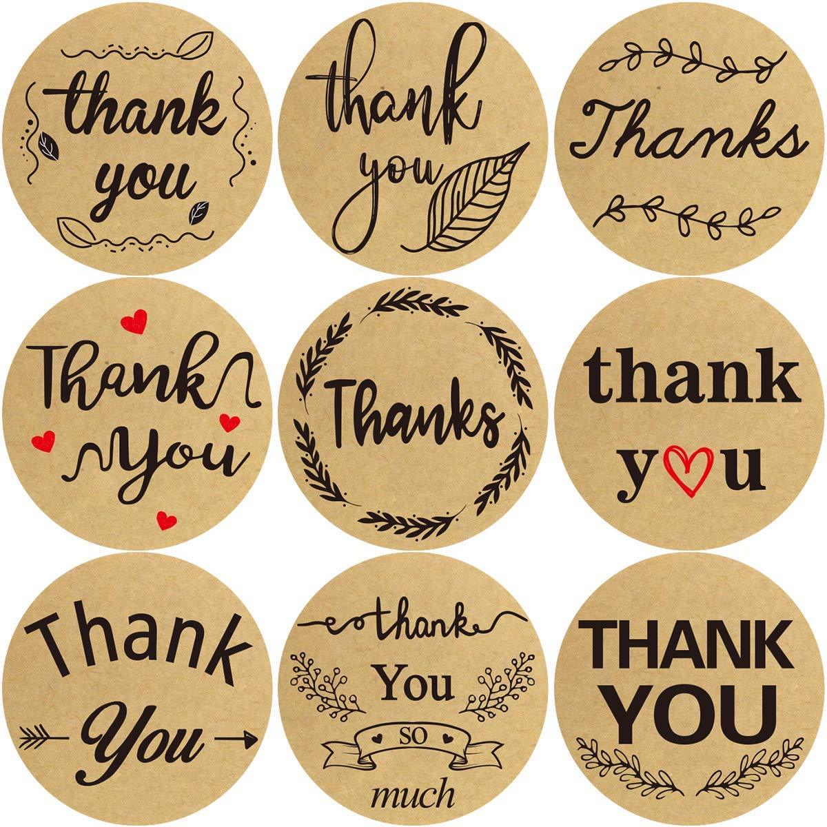 Fancy Land Kraft Thank You Stickers Roll for Thanksgiving, Thanksgivin ...