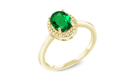 Natural Green Simulated Emerald Gold Plated Ring for Women - sparklingselections