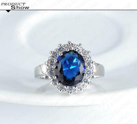 Princess Diana William Blue Zircon Engagement Ring Silver Color Wedding Rings For Women - sparklingselections