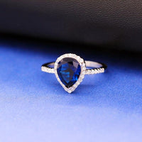 Women's Blue Water Drop Wedding Anniversary Jewelry Rings - sparklingselections