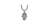 Silver FATIMA Hands Pendant Charm 17" Short Necklace