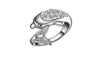 Silver Plated Punk Black Crystal Dolphin Ring