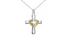 Silver Plated Chain Charm Heart Cross Pendant Necklace