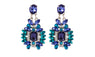 Women's Blue Plant Geometric Crystal Stud Earrings