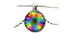 Colourful Rainbow Flower Buttons Flag Crystal Pendant Necklace