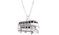 Women's Silver Tone Double-decker Bus Pendant Short Necklace - sparklingselections