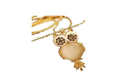 Elegant Beige Crystal-Owl Pendant Necklace For Women - sparklingselections