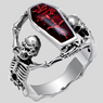 Red Crystal Coffin Skull Unisex Ring