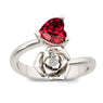 New Women Red Heart Crystal Rose Flower Ring