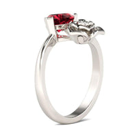 New Women Red Heart Crystal Rose Flower Ring - sparklingselections