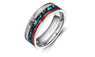 Vintage 8mm Natural Genuine Deer Antler Wood Inlay Titanium Ring