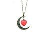 Vintage Bronze Half Moon Chain Necklace For Women