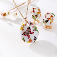 New Ethnic Style Enamel Colorful Butterfly Crystal Jewelry Set - sparklingselections