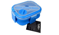 Blue Two Layers Colorful Silicone Lunch Box With Handles For Kids - sparklingselections