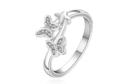 Silver Plated Double Butterfly Twisted Ring (7,8) - sparklingselections