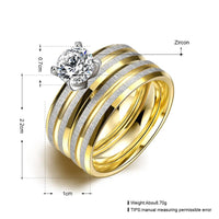 Women Titanium Steel Golden Marriage Engagement Rings - sparklingselections