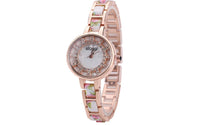 Flower Printed Alloy Band Full Diamond Bracelet Watch - sparklingselections