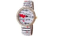 Heart Diamond Printed Elastic Bracelet Watch - sparklingselections