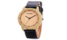 Women Simple Wooden Texture Round Wrist Watch
