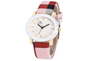 Striped Printed Leather Band Analog Quartz Watches - sparklingselections