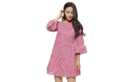 Elegant Check Flare Sleeve Loose Casual Sweet Dresses For women - sparklingselections