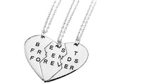 Silver Broken Heart 3 Parts Best Friends Forever Pendant Necklace - sparklingselections