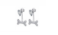 Women's Love Heart Puppy Bone Earring - sparklingselections