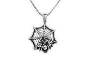 Spider Web Necklace Pendant Round Shaped Stainless Steel Chain Women Necklace Jewelry - sparklingselections