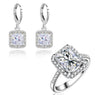 Bride Wedding Jewelry Sets New Classic Square Water Drop Shaped Engagement Earrings Rings Sets Accessories