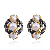 New Stylish Black Gold Color Pearl Earrings - sparklingselections