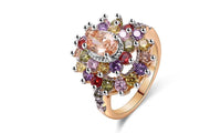 Luxury Multicolor Cubic Zirconia Flower Ring Rhodium Gold Color - sparklingselections