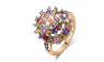 Luxury Multicolor Cubic Zirconia Flower Ring Rhodium Gold Color