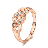 New Simple Style Wave Shape Austrian Crystals Rose Gold Ring - sparklingselections