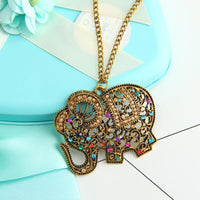 New Bohemian Red Crystal Elephant Pendants Necklaces Fashion Animal Wedding Casual Necklace Jewelry - sparklingselections