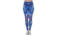 New Fashionable Tropical Leaves Printing Blue Color Fitness Legging - sparklingselections