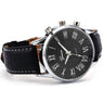 Elegant Fashionable Generic Roman Numeral Dial Leather Black Analog Quartz Unique Wrist Watch For Men