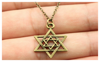 Antique Bronze Plated Star of David Pendant Necklace